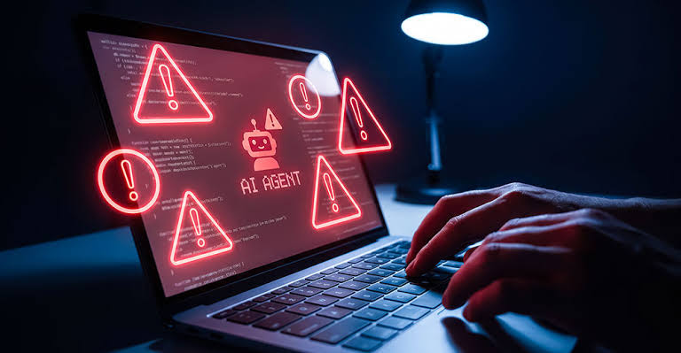 AI agent security warning on a laptop